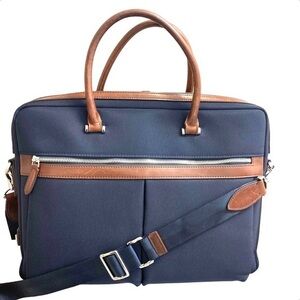 Maverick & co blue and brown briefcase laptop bag